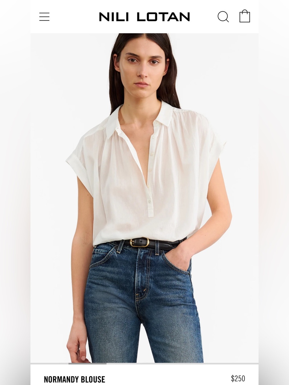 Nili Lotan Normandy Blouse in Ivory